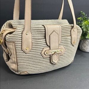 Eric Javits Tan and Cream Shoulder Bag